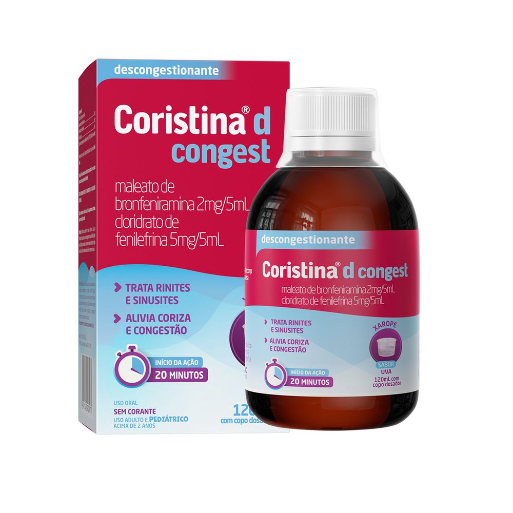 Coristina D Congest Descongestionante Sabor Uva Xarope 120ml + Copo Dosador