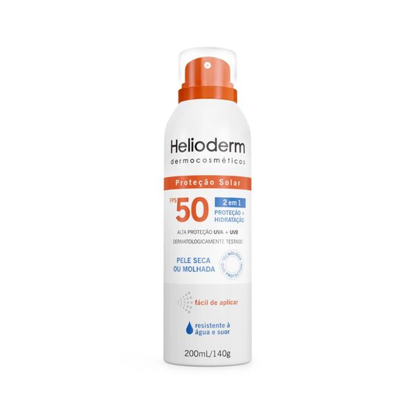 Protetor Solar Helioderm Suncare 2 em 1 FPS50 Resistente à Água Spray 200ml