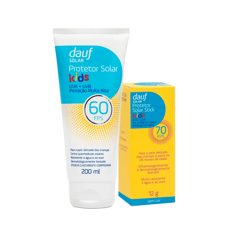 Kit Dauf Kids Protetor Solar Fps60 200ml + Protetor Solar Stick Fps70 12g