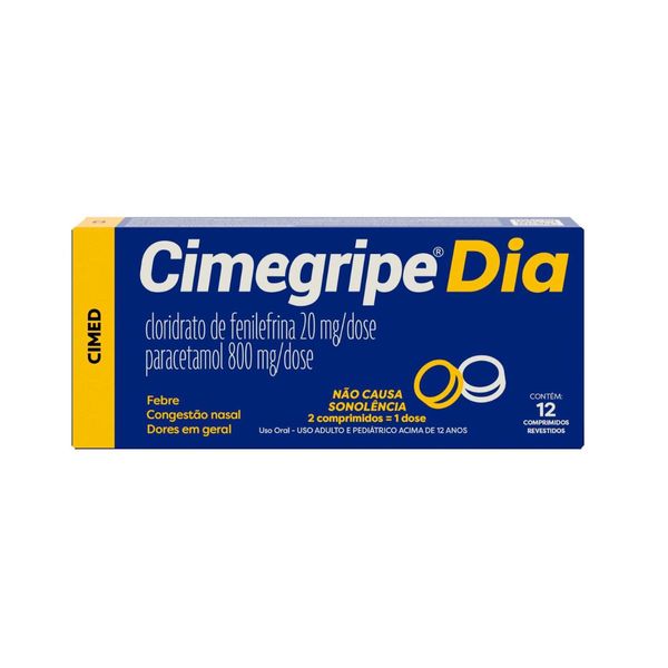 Antigripal Cimegripe Dia 20mg + 800mg 12 comprimidos