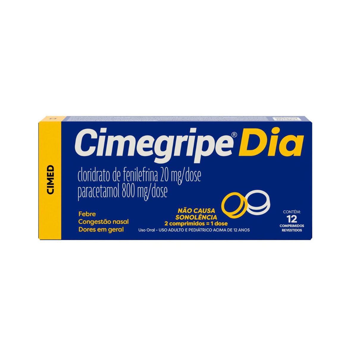 Antigripal Cimegripe Dia 20mg + 800mg 12 comprimidos