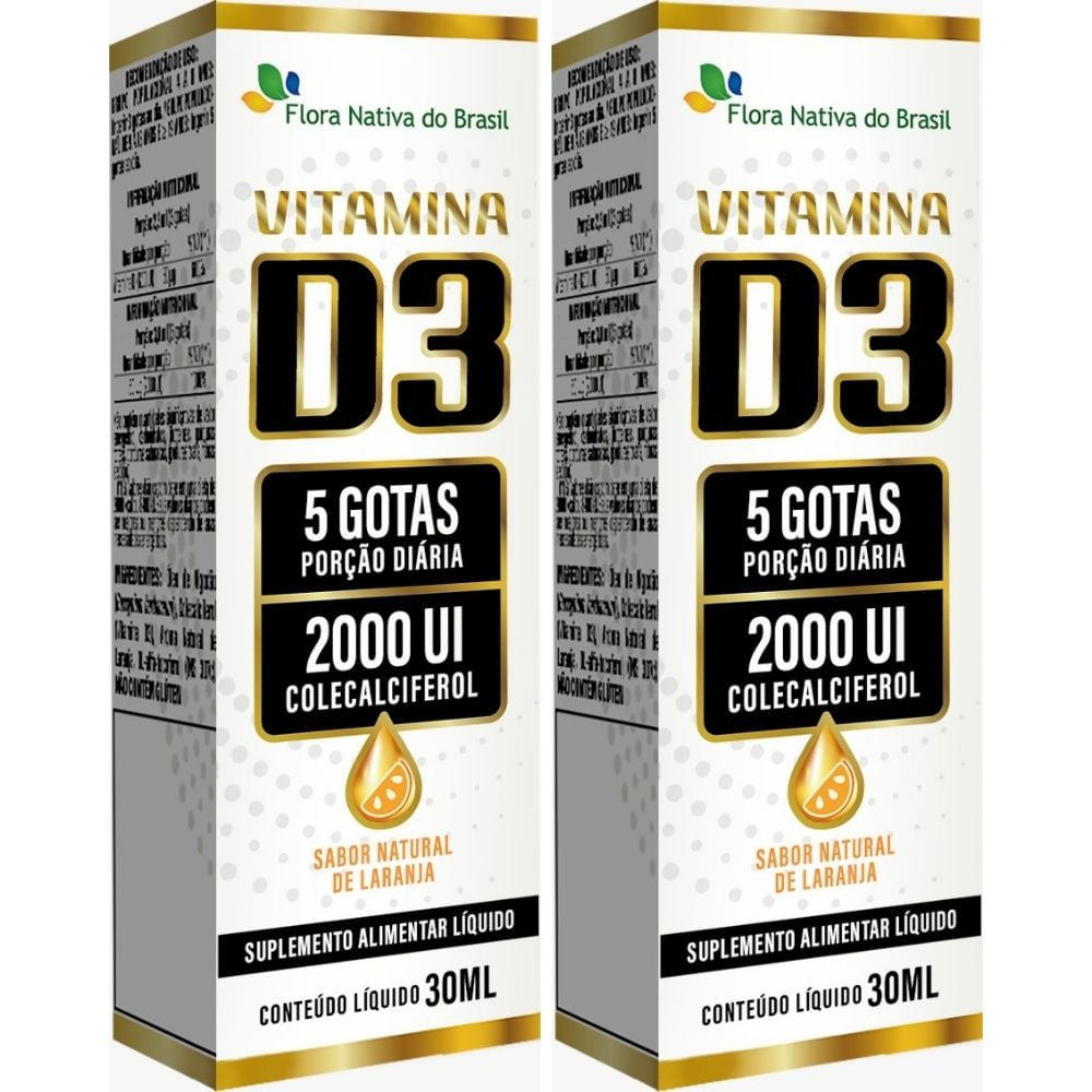 Kit 2x Vitamina D3 em Gotas 2000UI - 30ml - Flora Nativa