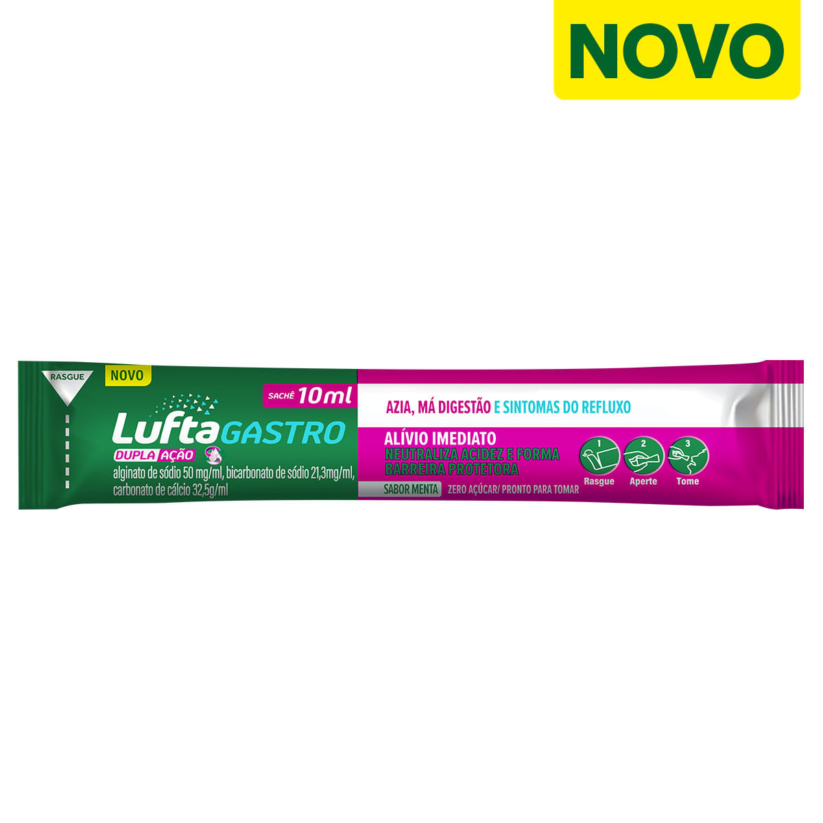 Luftagastro Dupla Ação 50mg/Ml Menta Zero Açúcar Sachê 10ml