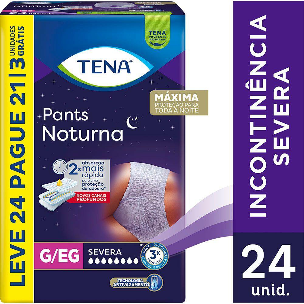Roupa Íntima Descartável Pants Tena Noturna G/Eg  Leve 24 Pague 21 Unidades