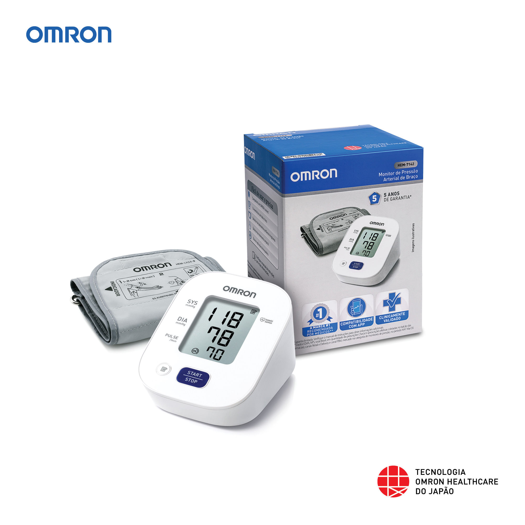 Aparelho de Pressão Braço Omron HEM-7142 Automático Digital Portátil