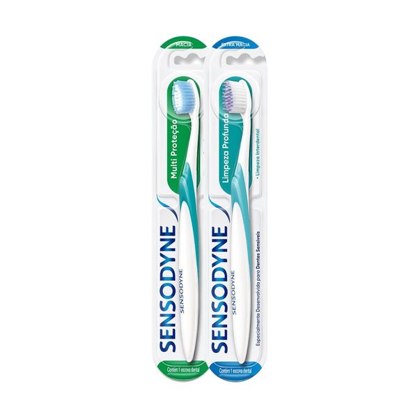 Kit Sensodyne Escova Dental Multi Proteção Cerdas Macia para Dentes Sensíveis 1 Unidade + Escova Dental Limpeza Profunda Cerdas Extra Macias 1 Unidade