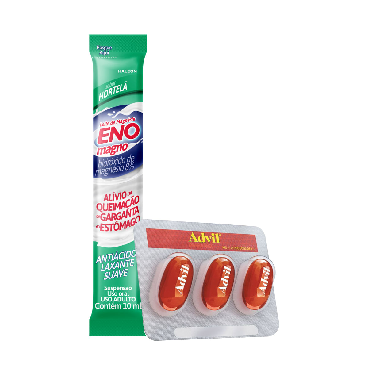 Kit Advil Ibuprofeno 400mg 3 Cápsulas + Leite de Magnésia EnoMagno 8% 1 Sachê 10ml