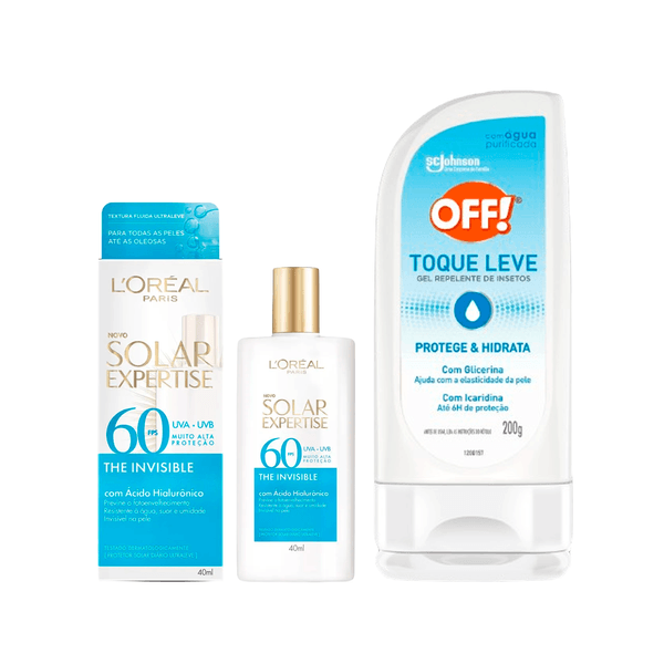 Kit Loreal Paris Protetor Solar Facial Expertise FPS60 40ml + Repelente OFF! Sem Perfume Gel 200g