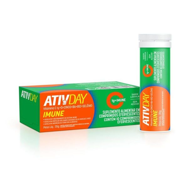 Suplemento Alimentar Ativday Vitamina C 1g 10 Comprimidos Efervescente Ativday Vitamina C 1g 10 Comprimidos Efervescente