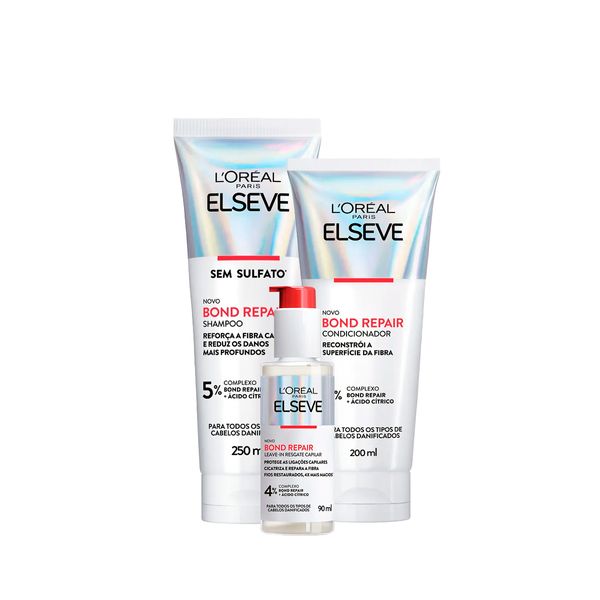 Kit Elseve Bond Repair Shampoo 250ml + Condicionador 200ml + Leave-in 90ml