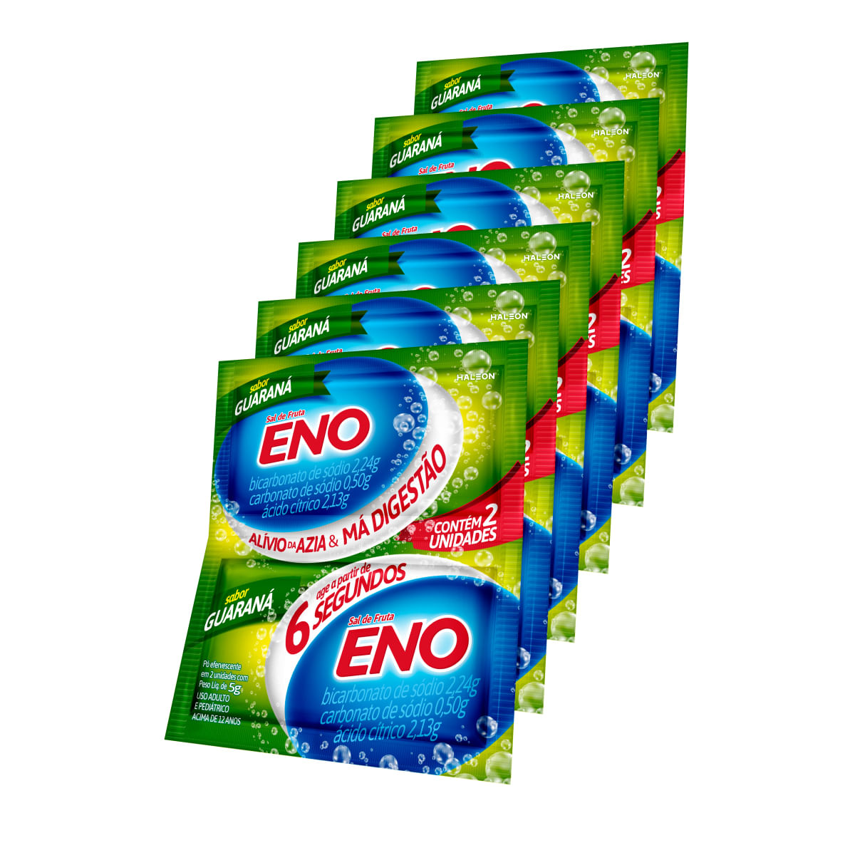 Kit Eno Sal de Fruta Sabor Guaraná 2 Envelopes 5g 6 Unidades