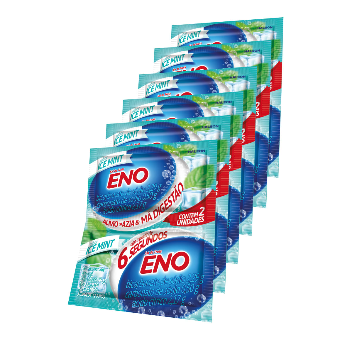 Kit Eno Sal de Fruta Sabor Ice Mint 2 Envelopes 5g 6 Unidades