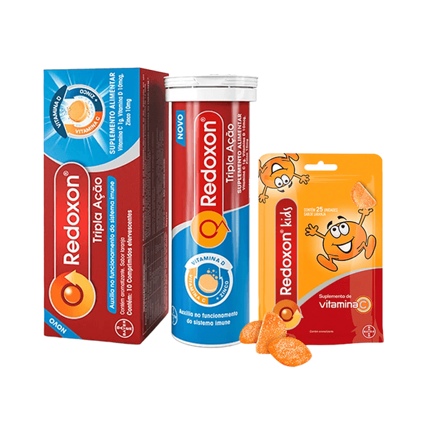 Kit Redoxon Tripla Ação Sabor Laranja 10 Comprimidos + Redoxitos Sabor Laranja 25 Gomas