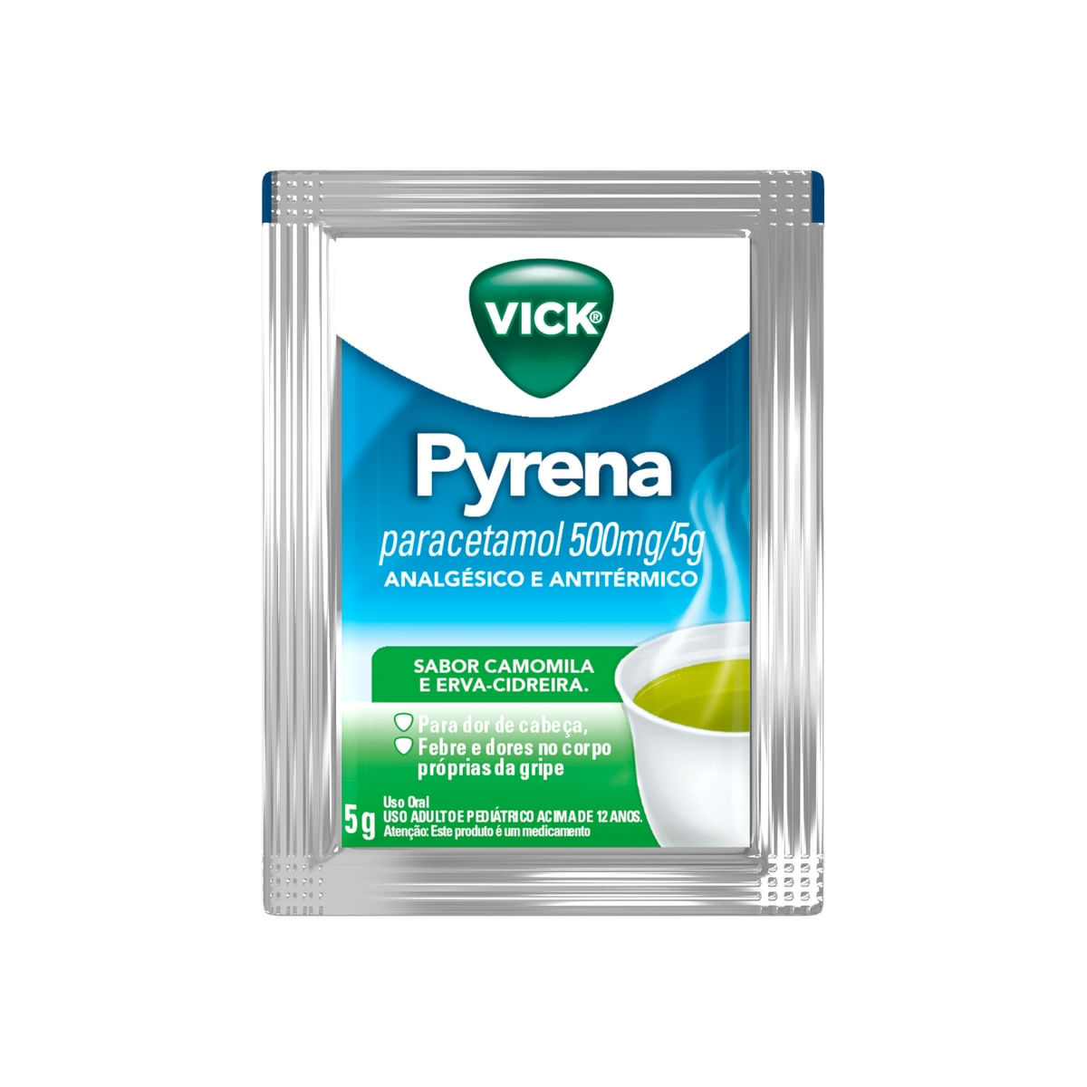 Vick Pyrena 500mg Sabor Camomila e Erva-Cidreira Pó para Solução Oral 1 Envelope 5g