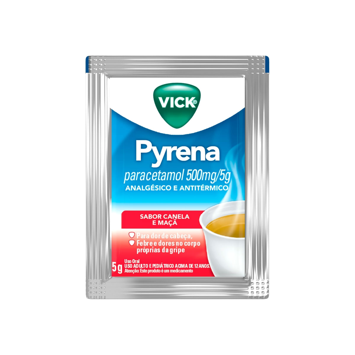 Vick Pyrena 500mg Sabor Maçã e Canela Pó para Solução 1 Envelope 5g