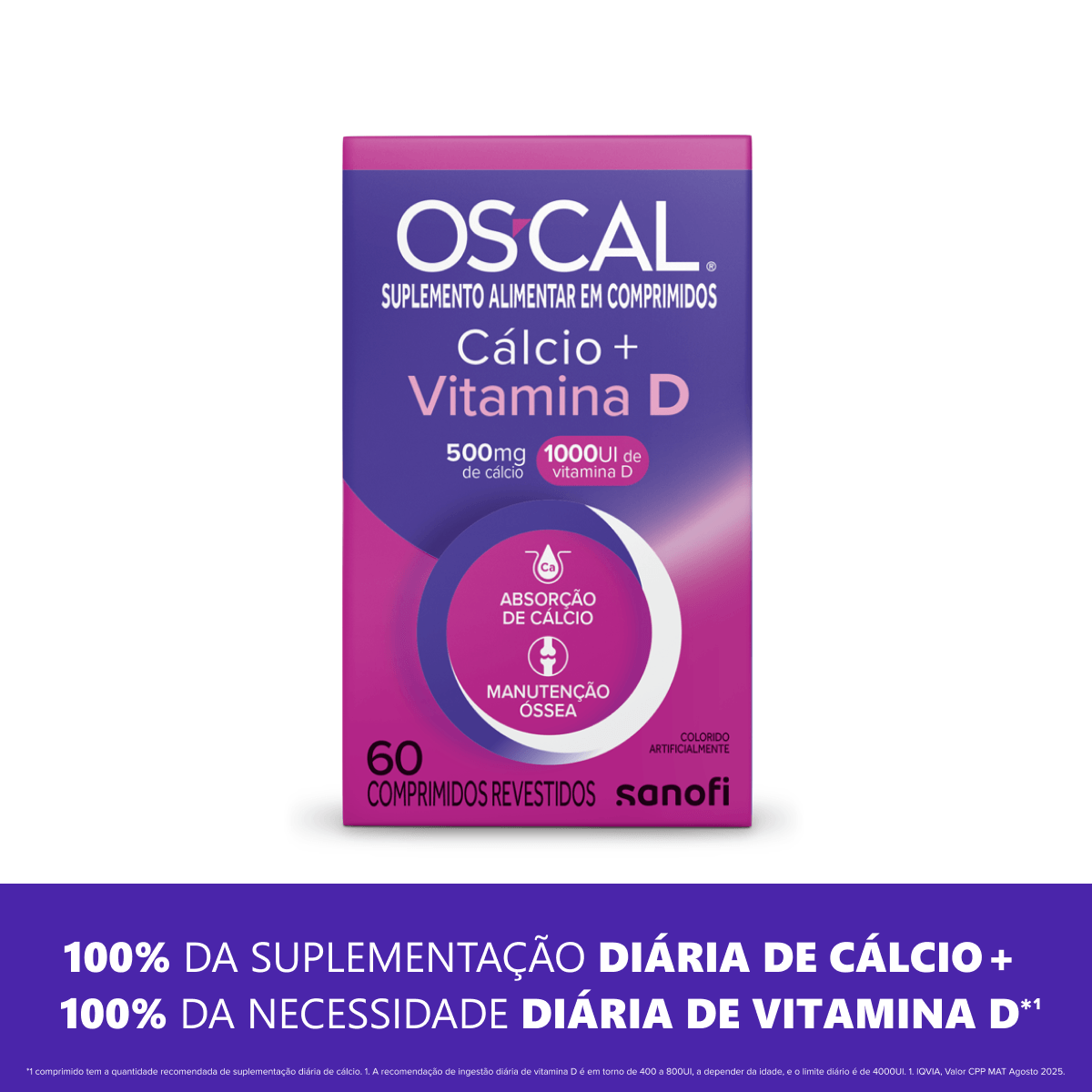 Os-Cal D Cálcio 500mg + Vitamina D 1000UI 60 Comprimidos