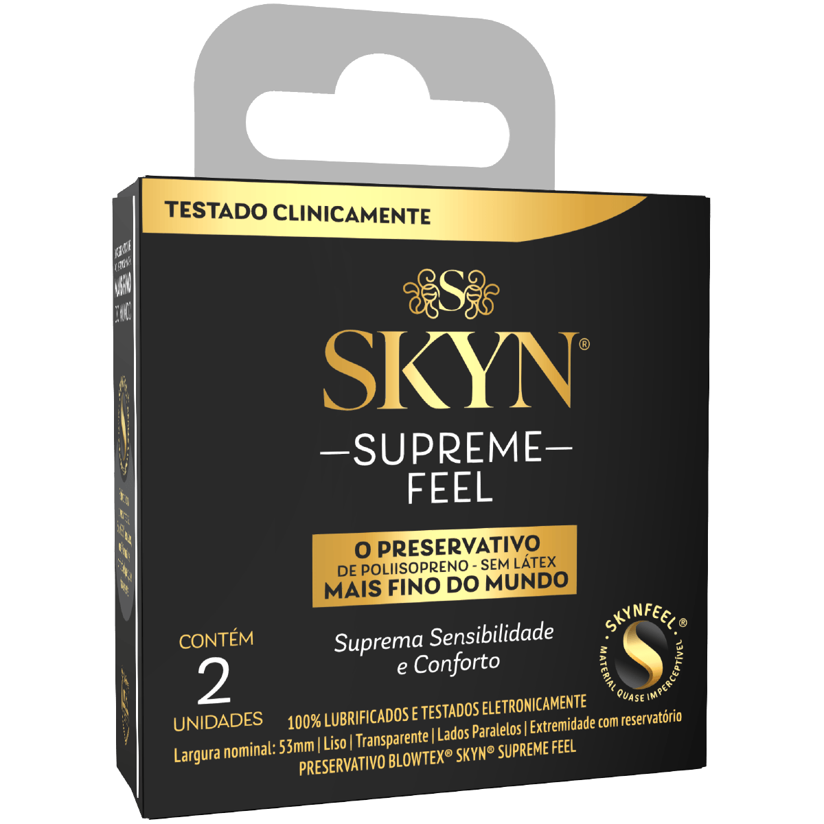 Preservativo Blowtex Skyn Supreme Feel Lubrificado Mais Fino Sem Látex 2 Unidades