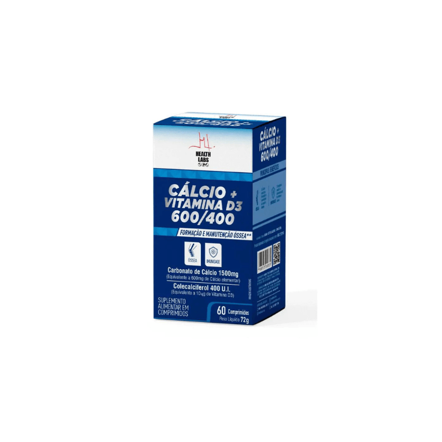 Cálcio D3 600 400 60 cápsulas - Health Labs