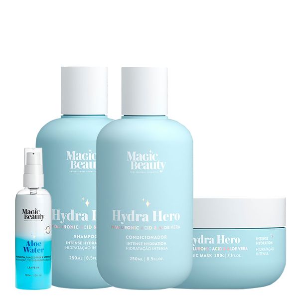 Kit Magic Beauty Hydra Hero Shampoo Condicionador Mascara Leave-In