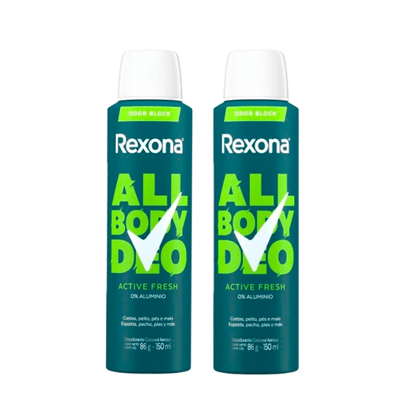 Kit Rexona 2 Uni Desodorante Corporal Rexona All Body Deo Active Fresh Aerossol 150ml Cada