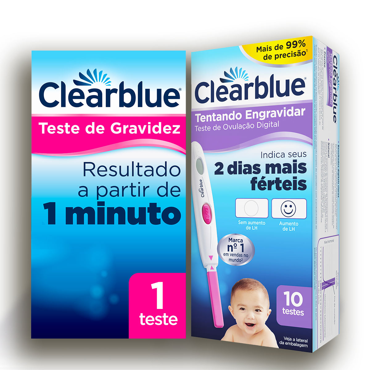 Kit Clearblue Teste De Gravidez 1 Minuto 1 Uni + Teste De Ovulação Digital 10 Uni