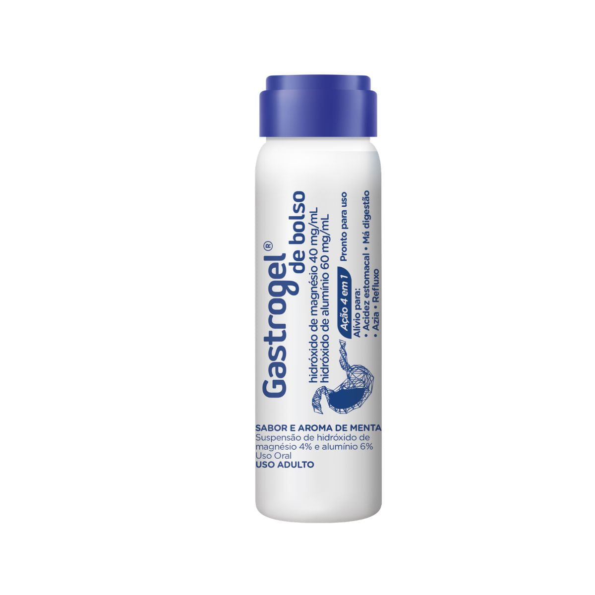 Gastrogel de Bolso 6% + 4% Sabor Menta Suspensão Oral 1 Flaconete 10ml