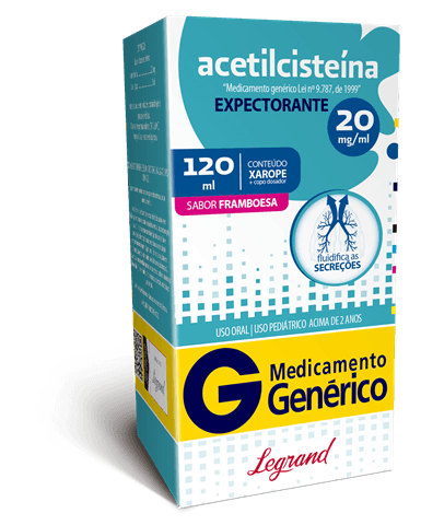 Acetilcisteína 20mg/ml Sabor Framboesa Xarope Pediátrico 120ml Genérico Legrand