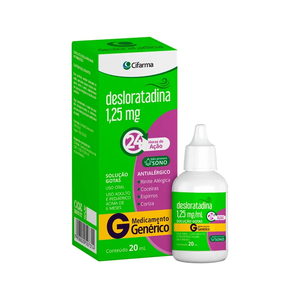 Desloratadina 1,25mg/ml Solução Gotas 20ml Genérico Cifarma