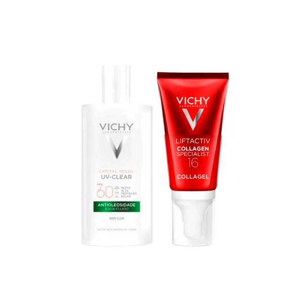 Kit Vichy Gel Facial Collagel Liftactiv Specialist 16 50g + Protetor Solar Facial UV-Clear FPS60 Sem Cor 40g