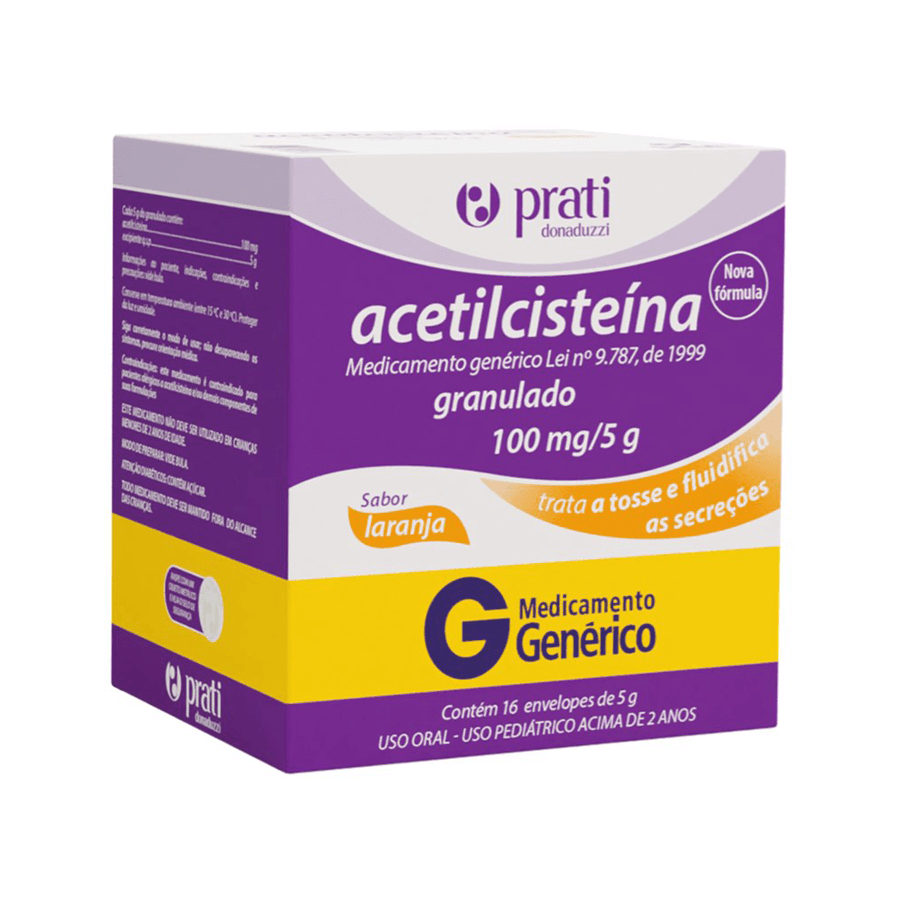 Acetilcisteína 100mg Granulado 16 Envelopes Genérico Prati-Donaduzzi
