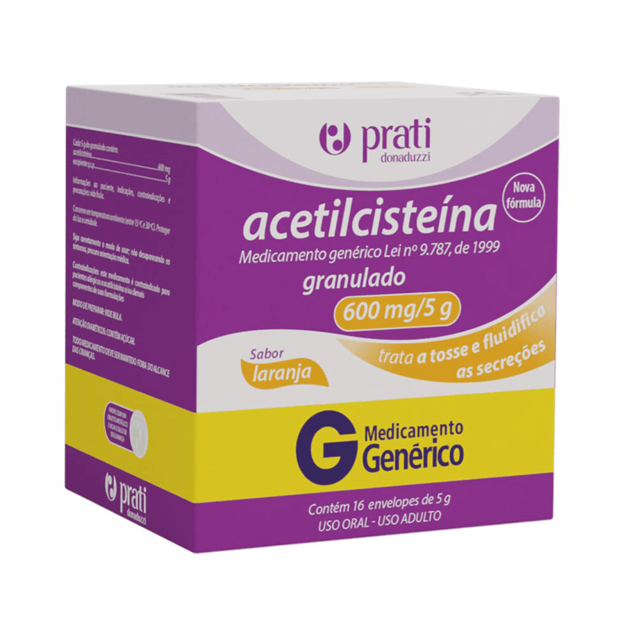 Acetilcisteína 600mg Granulado 16 Envelopes Genérico Prati-Donaduzzi