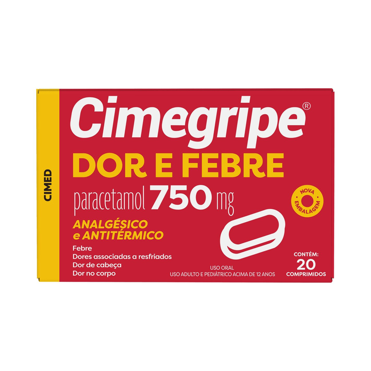 Cimegripe Dor e Febre 750mg 20 Comprimidos