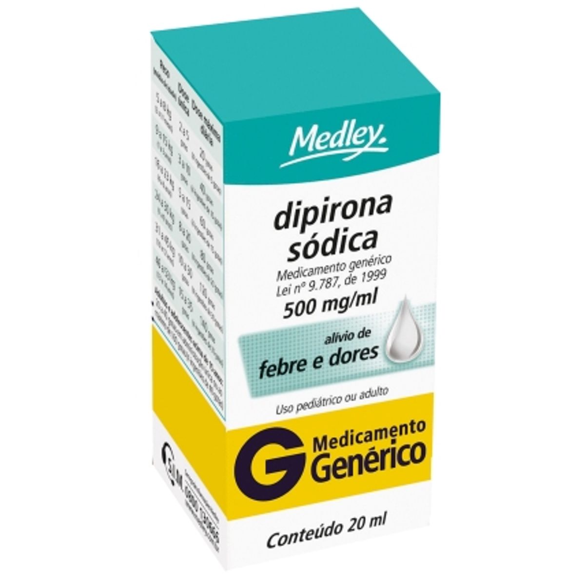 Dipirona Sódica 500mg Gotas 20ml Genérico Medley Farmacias Pague Menos 4519