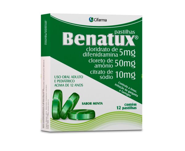 Benatux 5mg + 50mg + 10mg Sabor Menta 12 Pastilhas