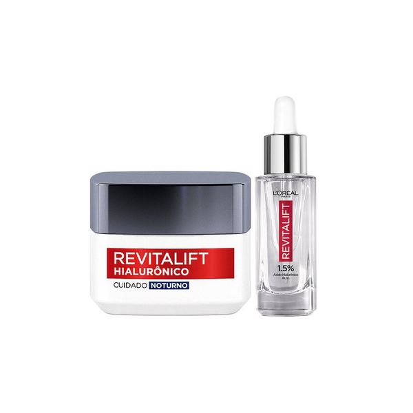 Kit Sérum Facial Preenchedor L'Oréal Paris Hialurônico 30ml 1 Unidade + Creme Hidratante Facial Noturno L'Oréal Paris Hialurônico 49g 1 Unidade