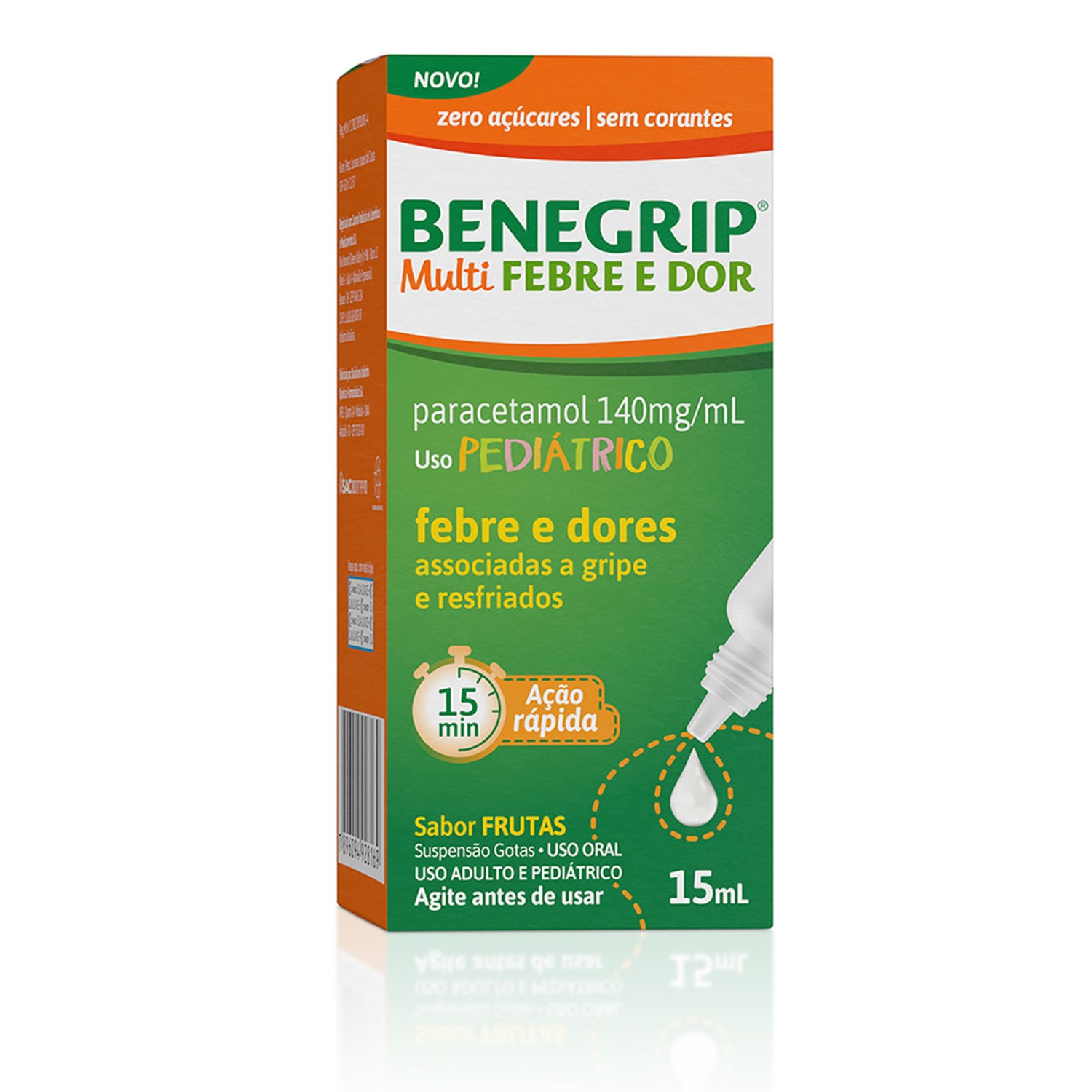 Benegrip Antigripal Multi Febre e Dor 140mg/ml Sabor Frutas Suspensão Gotas Pediátrico 15ml