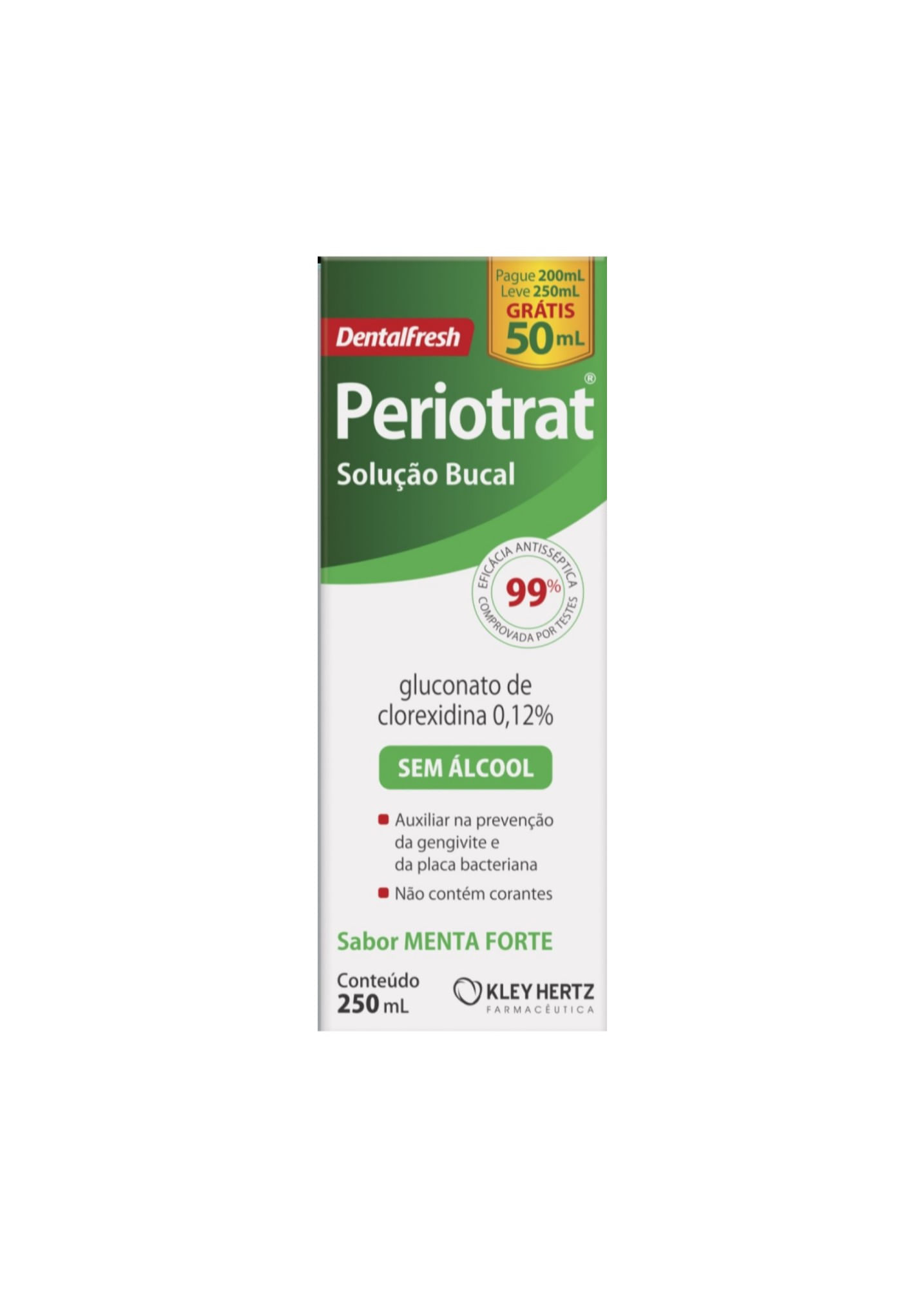 Antisséptico Bucal Periotrat com Clorexidina 0,12% Sabor Menta Forte 250ml