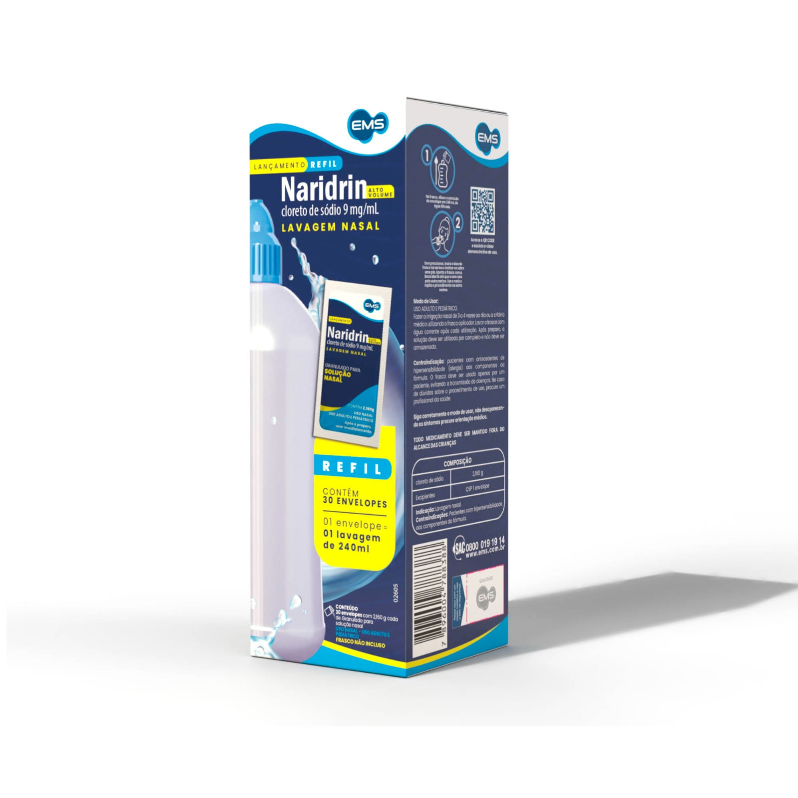 Naridrin Alto Volume 9mg/ml Refil Granulado para Solução Nasal 30 Envelopes