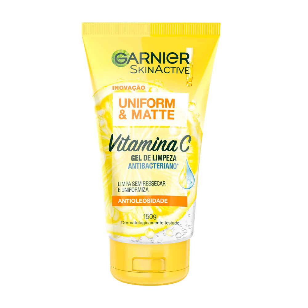 Gel de Limpeza Facial Garnier Uniform & Matte Antibacteriano com Vitamina C 150ml