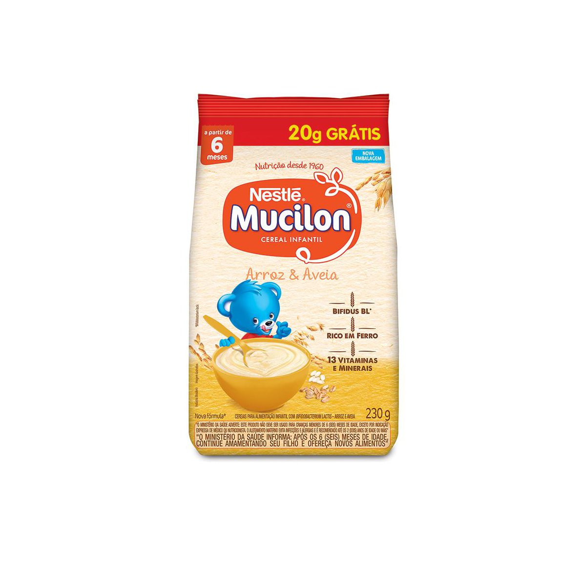 Cereal Infantil Mucilon Arroz E Aveia 230g **