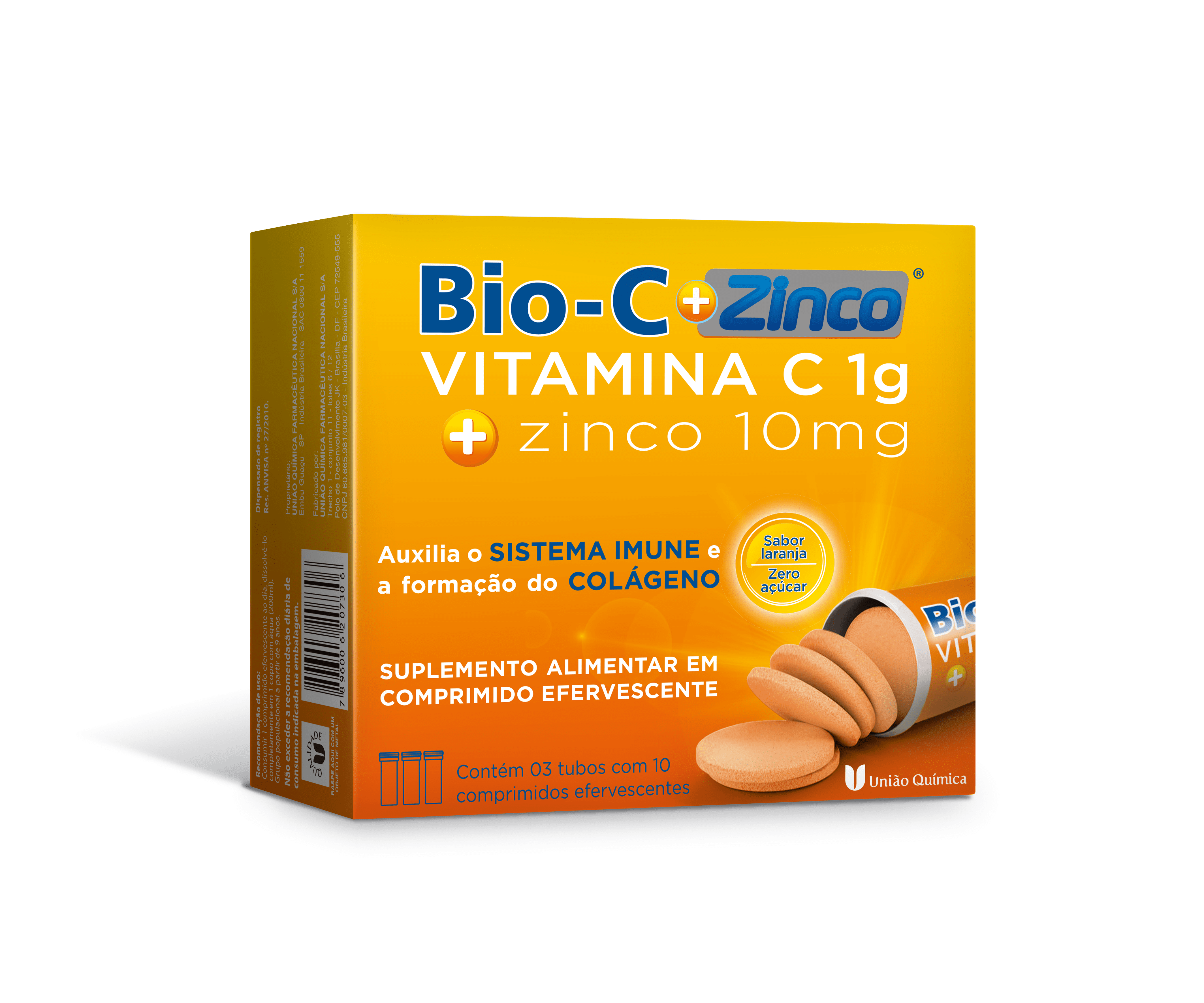 Bio-C + Zinco 1g + 10mg Sabor Laranja 30 Comprimidos Efervescentes