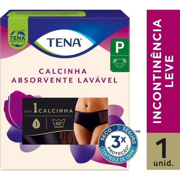 Calcinha Absorvente Tena Lavável Incontinência Urinária Preta P