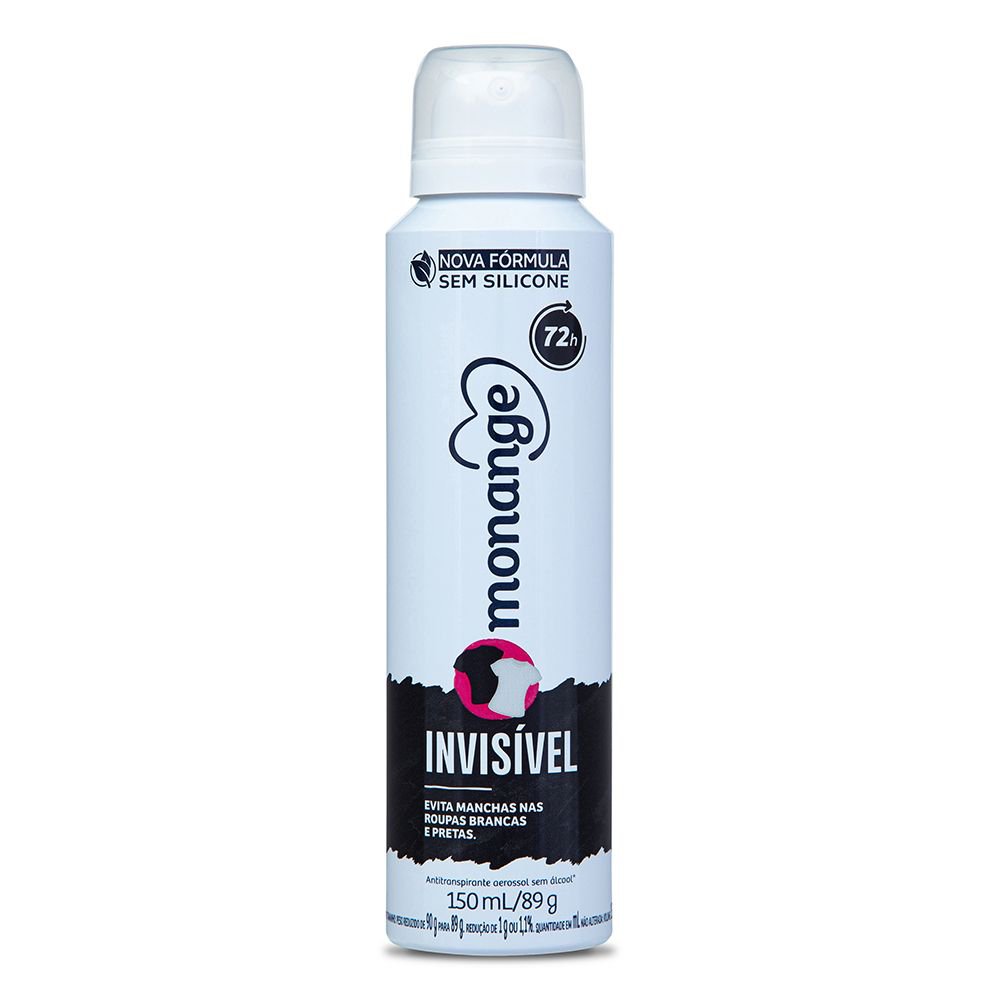 Desodorante Antitranspirante Monange Invisível 72h Aerossol 150ml