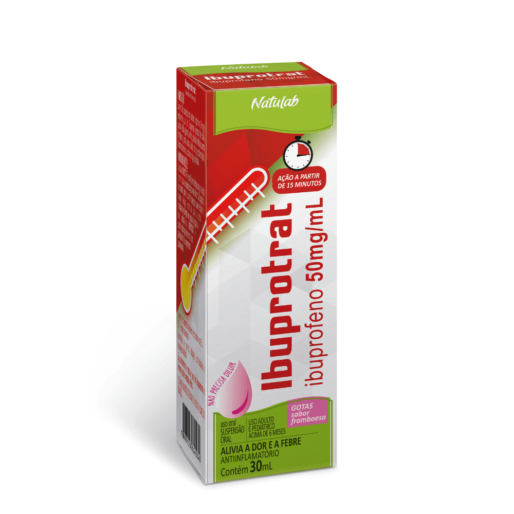 Ibuprotrat 50mg/ml Sabor Framboesa Suspensão Gotas 30ml