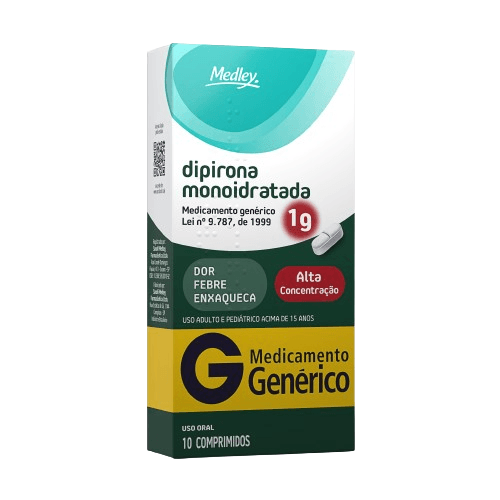 Dipirona Monoidratada 1g 10 Comprimidos Genérico Medley