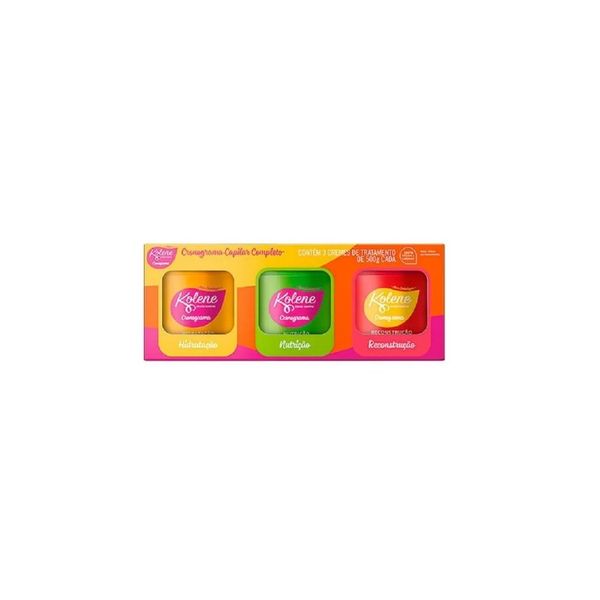 Kit Cronograma Capilar Kolene Creme de Hidratação 500g 1 Un + Creme de Nutrição 500g 1 Uni + Creme Reconstrução 500g 1 Uni