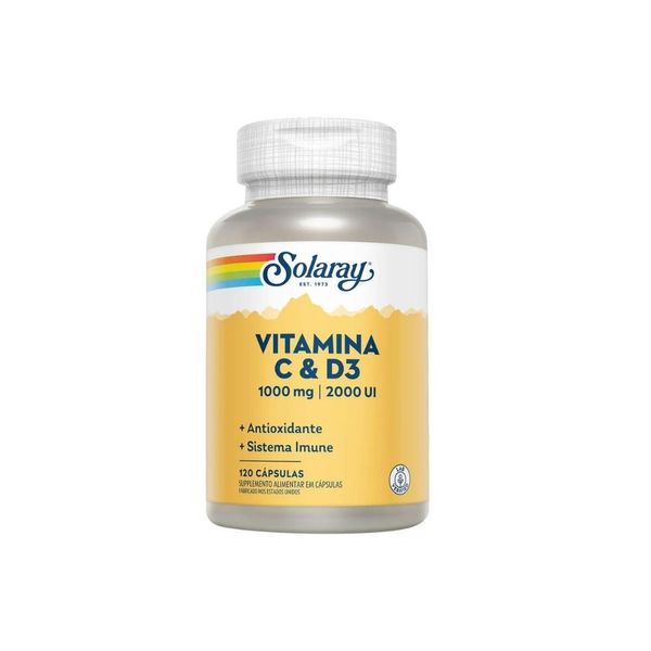 Vitamina C 1000mg + D3 2000ui Com 120 Cápsulas Solaray