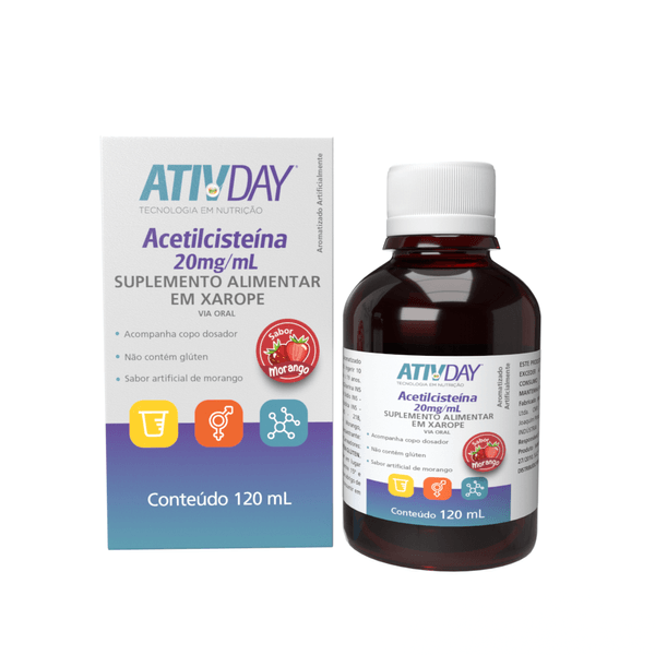 Xarope Acetilcisteina 20mg/ml Ativday Morango 120ml