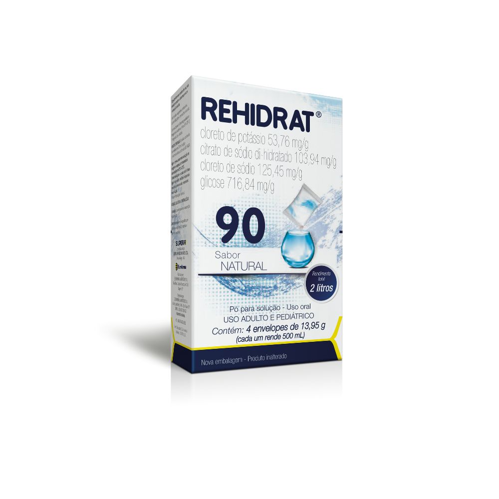 Rehidrat 90 Sabor Natural Pó para Solução Oral 4 Envelopes 13,95g