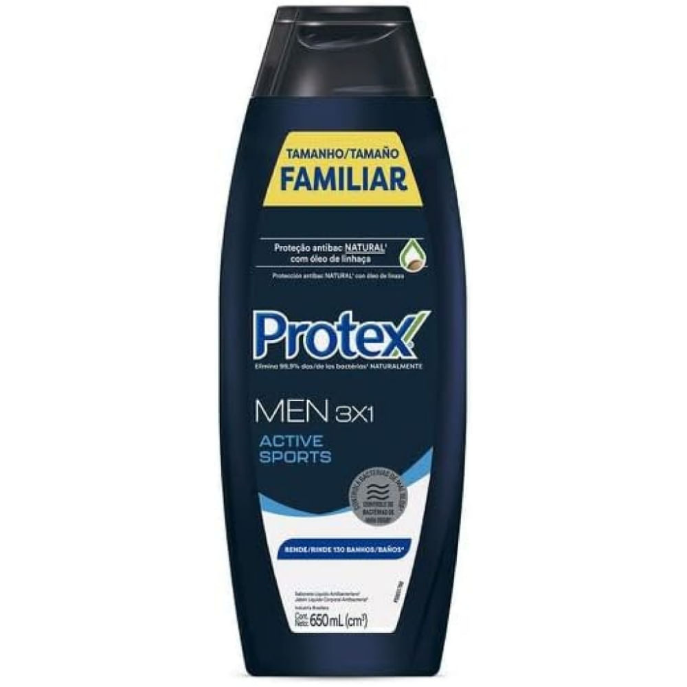 Sabonete Líquido Protex Men 3 em 1 Active Sport Antibacteriano 650ml